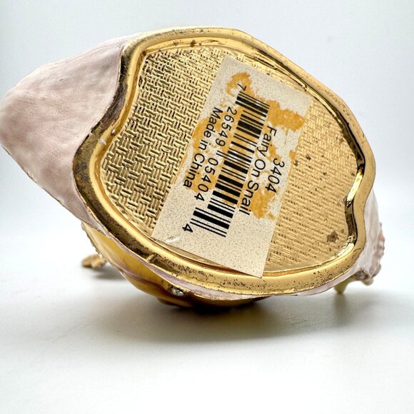 Fairy On Snail Trinket Box Rhinestone Accents Enamel Metal - Picture 4 of 7